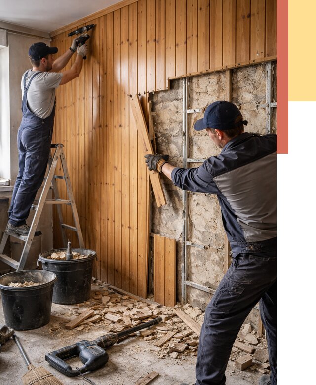 Демонтаж вагонки со стен в Белорецке от 1470 руб. — снятие, удаление, срочно | ОТДЕЛОЧНИК-Блр