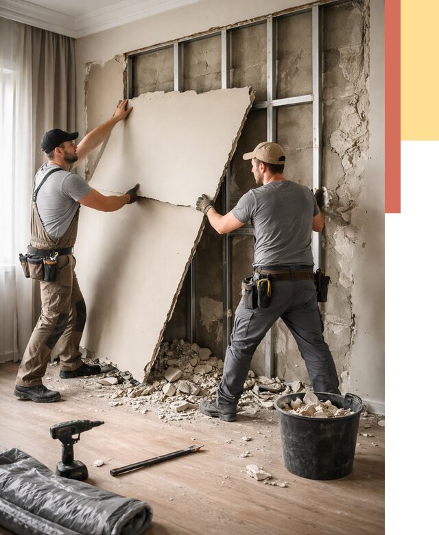 Демонтаж гипсокартона со стен в Белорецке от 355 руб. — услуги демонтажа | ОТДЕЛОЧНИК-Блр