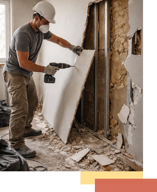 Демонтаж гипсокартона со стен в Белорецке качественно и быстро