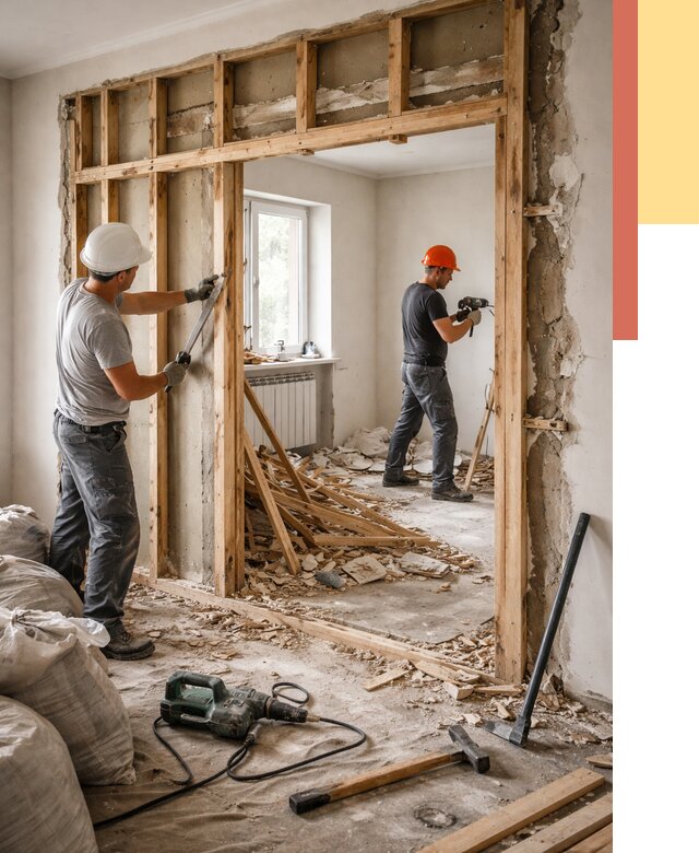 Демонтаж деревянных перегородок в Белорецке от 3244 руб. — быстро и недорого | ОТДЕЛОЧНИК-Блр