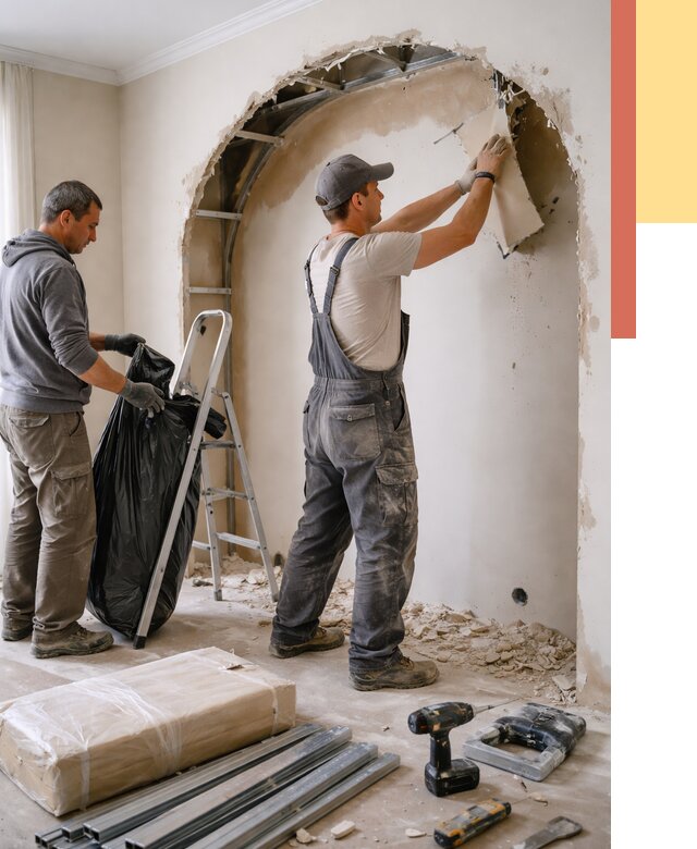 Демонтаж арки из гипсокартона в Белорецке от 3548 руб. — услуги под ключ | ОТДЕЛОЧНИК-Блр