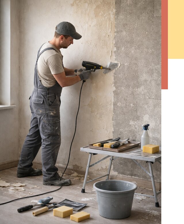 Очистка стен от клея в Белорецке от 1875 руб. — снятие и удаление клея со стен | ОТДЕЛОЧНИК-Блр