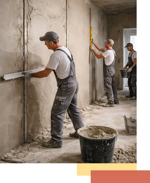 Штукатурка стен по маякам в Белорецке — точная и ровная поверхность