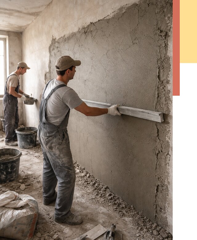 Цементная штукатурка стен в Белорецке от 4562 руб/м2 — быстро и недорого | ОТДЕЛОЧНИК-Блр