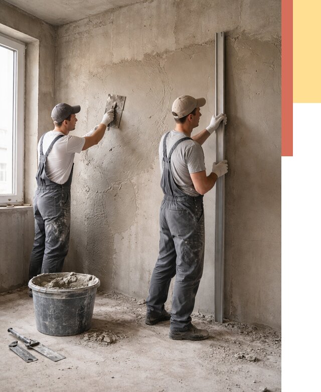 Штукатурка бетонных стен в Белорецке от 4562 руб/м² — качественно и быстро | ОТДЕЛОЧНИК-Блр