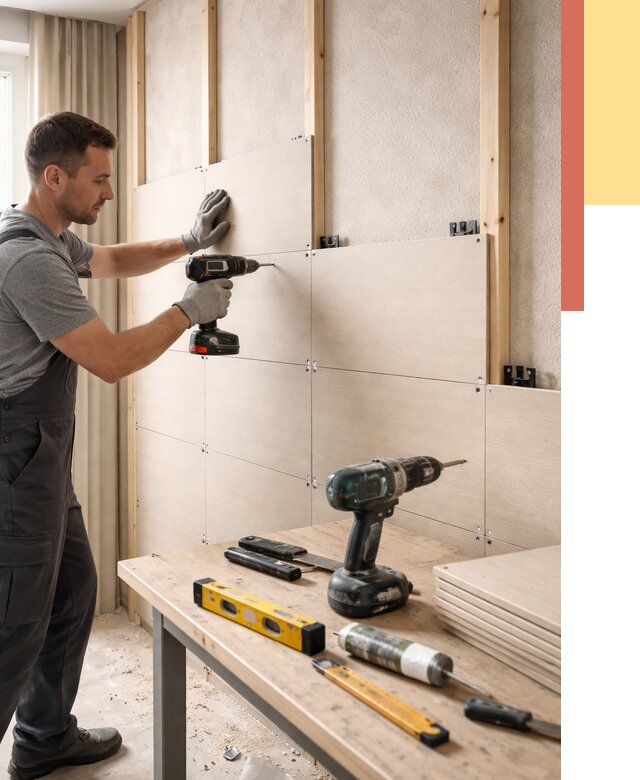 Монтаж МДФ панелей на стены в Белорецке от 1267 руб. под ключ | ОТДЕЛОЧНИК-Блр