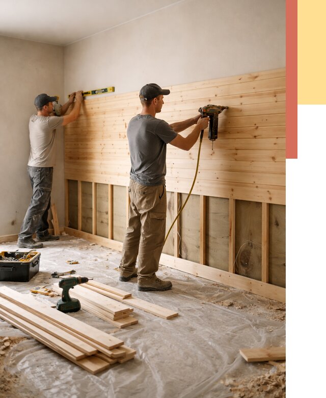 Монтаж деревянной вагонки на стены в Белорецке от 7603 руб. | Услуги монтажа вагонки | ОТДЕЛОЧНИК-Блр