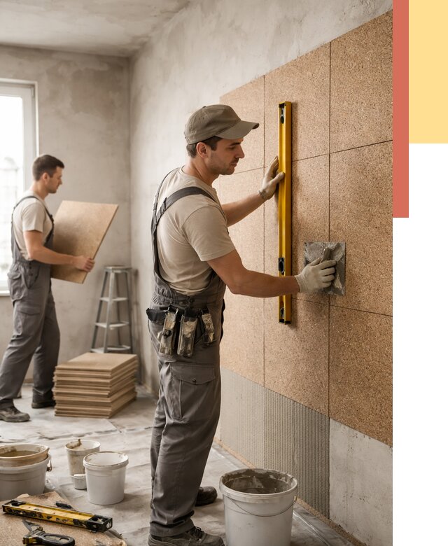 Монтаж пробковых панелей на стены в Белорецке от 3548 руб. — ОТДЕЛОЧНИК-Блр