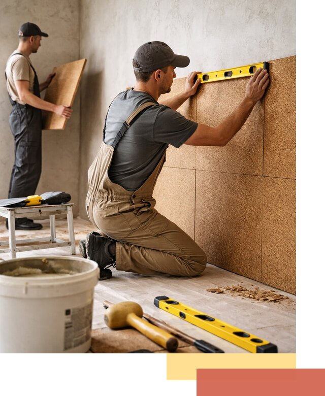 Монтаж пробковых панелей на стены в Белорецке быстро и качественно