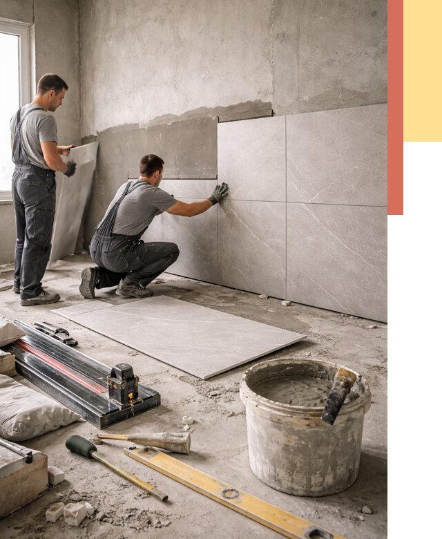 Облицовка стен керамогранитом в Белорецке от 4258 руб./м² — услуги под ключ | ОТДЕЛОЧНИК-Блр