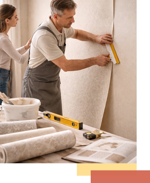 Поклейка обоев с подбором рисунка в Белорецке