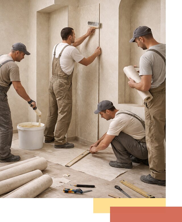 Поклейка обоев на сложные стены и неровные поверхности в Белорецке