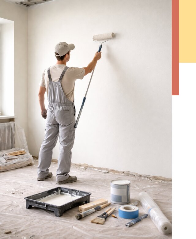 Покраска стен водоэмульсионной краской в Белорецке от 456 руб. за м² | ОТДЕЛОЧНИК-Блр