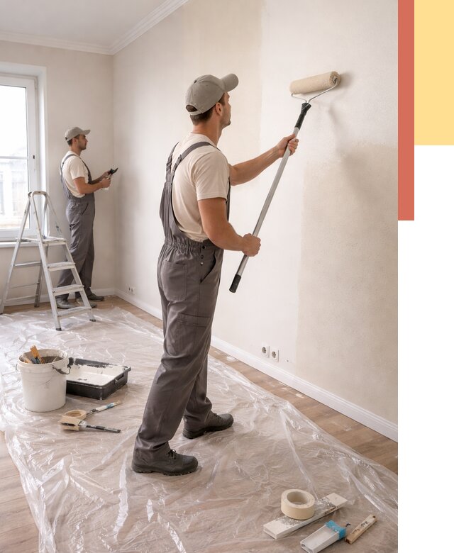 Покраска стен акриловой краской в Белорецке от 3548 руб./м² — быстро и недорого | ОТДЕЛОЧНИК-Блр