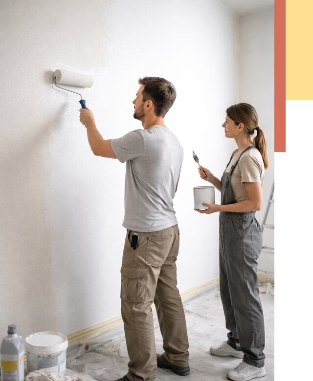 Окраска стен по стеклохолсту в Белорецке от 4562 руб/м² под ключ | ОТДЕЛОЧНИК-Блр