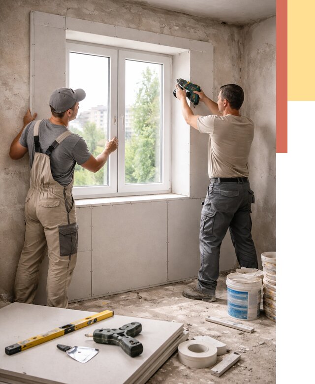 Монтаж откосов из гипсокартона в Белорецке от 4562 руб. под ключ | ОТДЕЛОЧНИК-Блр