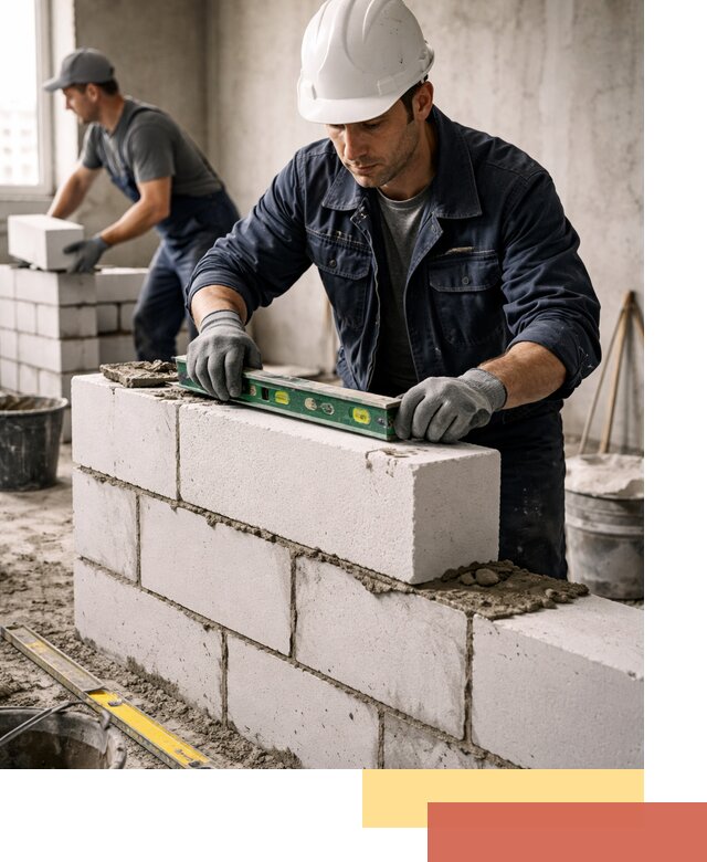 Кладка перегородок из пеноблока под ключ в Белорецке