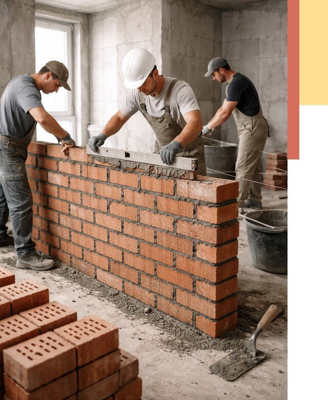 Кладка перегородок из кирпича в Белорецке от 3548 руб. за м² | ОТДЕЛОЧНИК-Блр