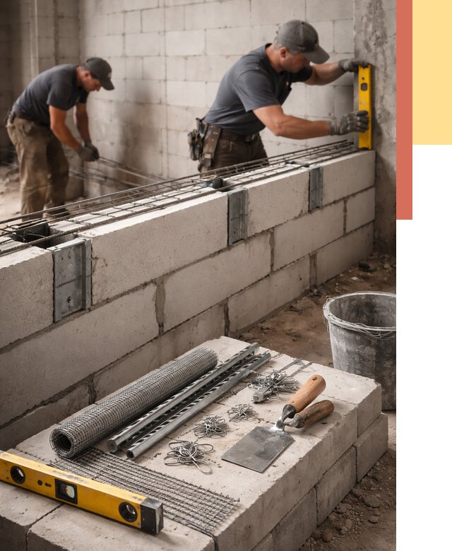 Армирование кладки перегородок в Белорецке от 760 руб. под ключ | ОТДЕЛОЧНИК-Блр