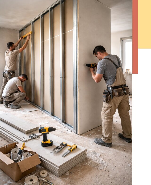 Монтаж однослойной перегородки из гипсокартона в Белорецке от 659 руб. | ОТДЕЛОЧНИК-Блр