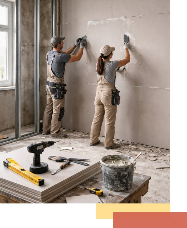 Монтаж двухслойной перегородки из гипсокартона в Белорецке