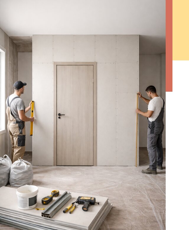 Перегородка из гипсокартона с дверью в Белорецке от 4562 руб. под ключ | ОТДЕЛОЧНИК-Блр