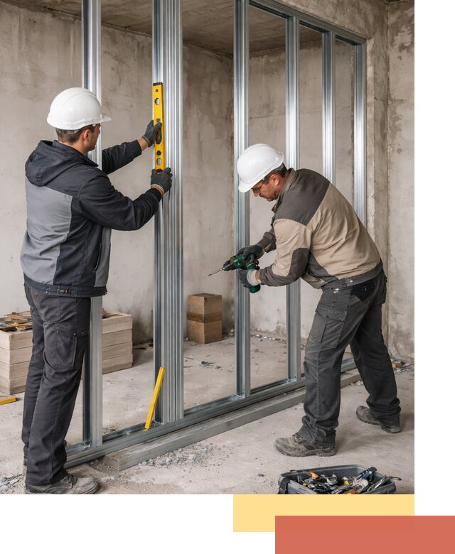 Монтаж каркаса перегородки из профиля в Белорецке