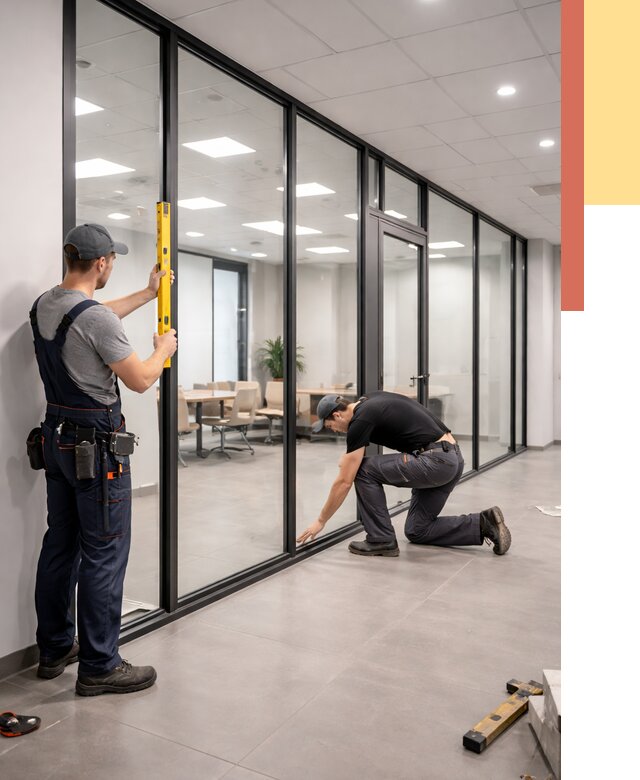 Каркасные стеклянные перегородки в Белорецке под ключ от 9326 руб. | ОТДЕЛОЧНИК-Блр