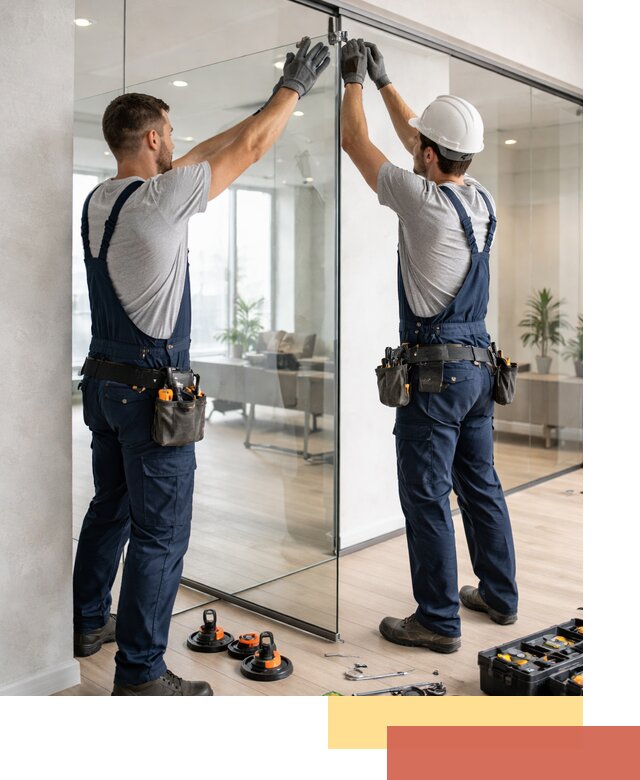 Безрамные стеклянные перегородки под ключ в Белорецке