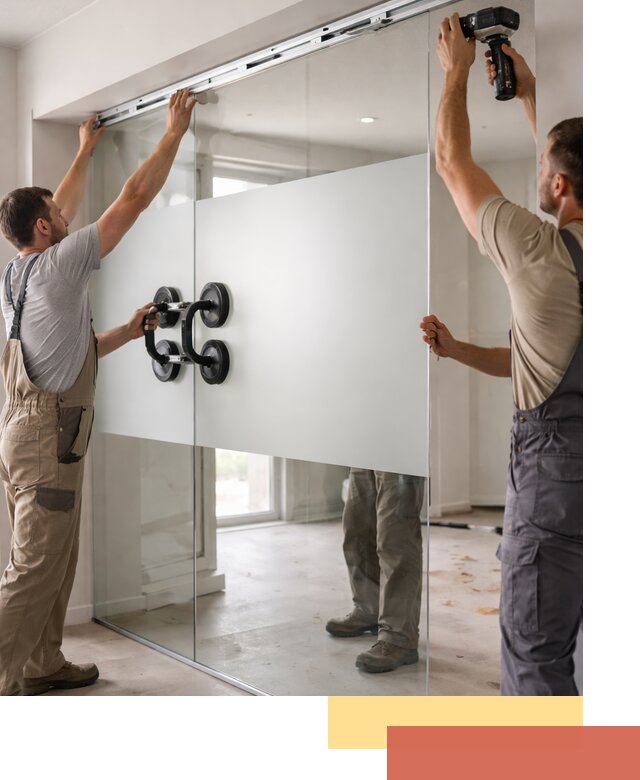 Матовые стеклянные перегородки под ключ в Белорецке