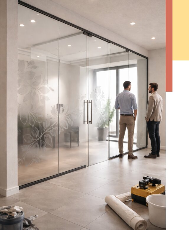 Стеклянные перегородки с рисунком в Белорецке от 12671 руб. монтаж и нанесение | ОТДЕЛОЧНИК-Блр