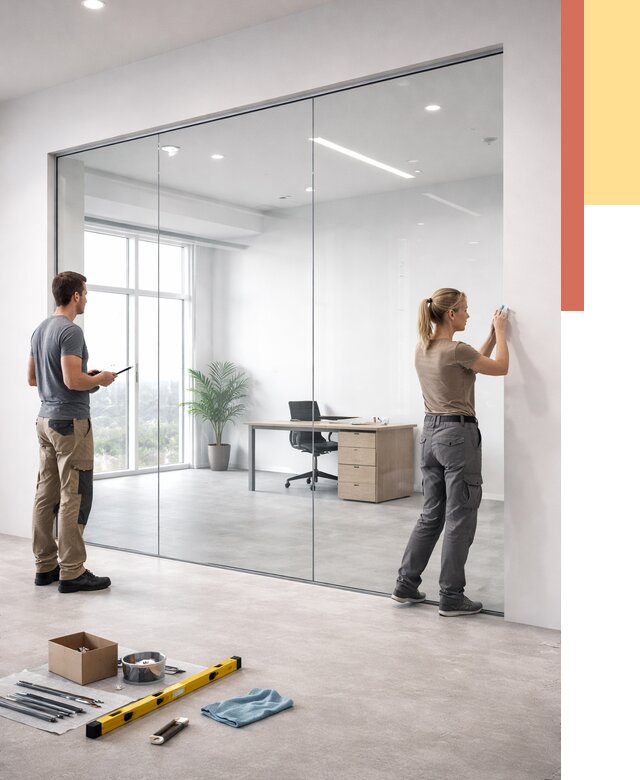 Перегородки из закаленного стекла в Белорецке от 9630 руб. под ключ | ОТДЕЛОЧНИК-Блр