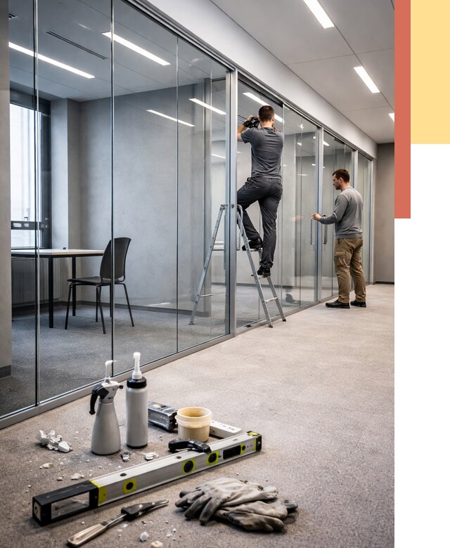 Стеклянные офисные перегородки в Белорецке от 8616 руб. — монтаж и установка | ОТДЕЛОЧНИК-Блр