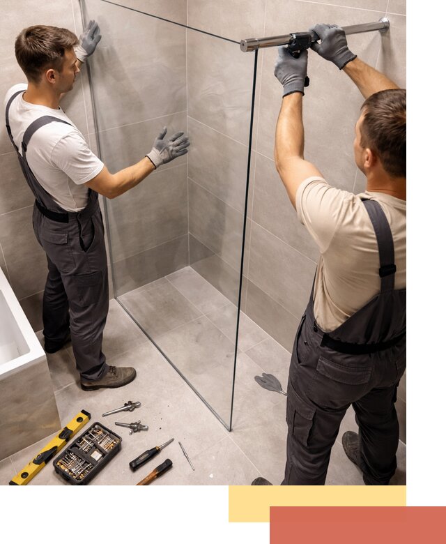 Стеклянные перегородки для душа в Белорецке — изготовление и монтаж