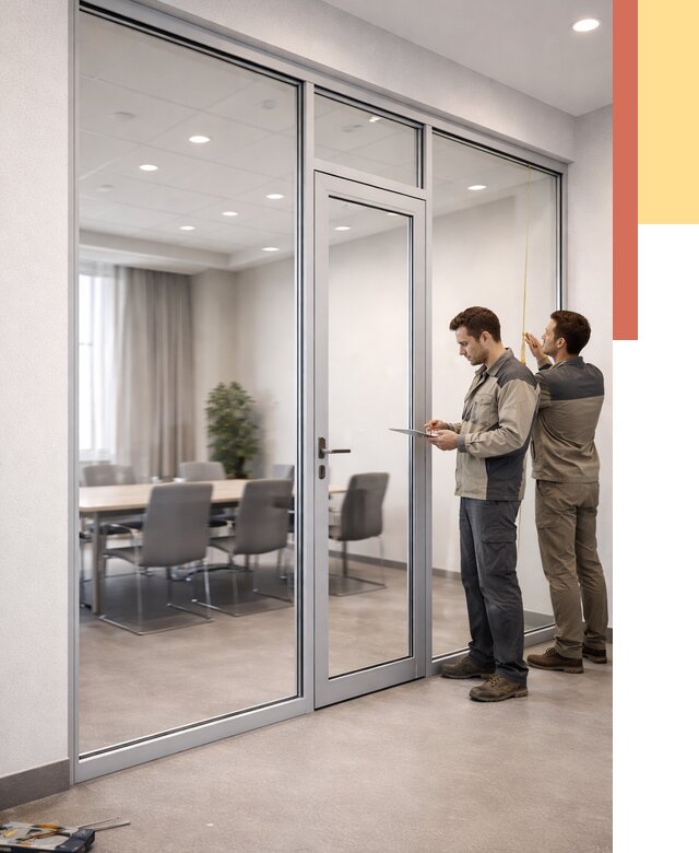 Установка и монтаж алюминиевых перегородок со стеклом в Белорецке от 8312 руб. | ОТДЕЛОЧНИК-Блр