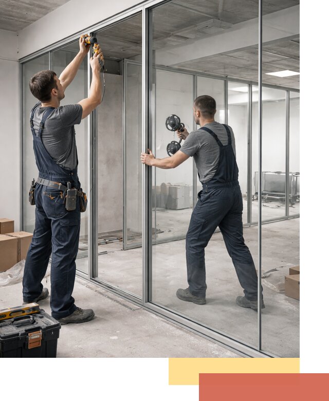 Алюминиевые перегородки со стеклом в Белорецке — изготовление и монтаж