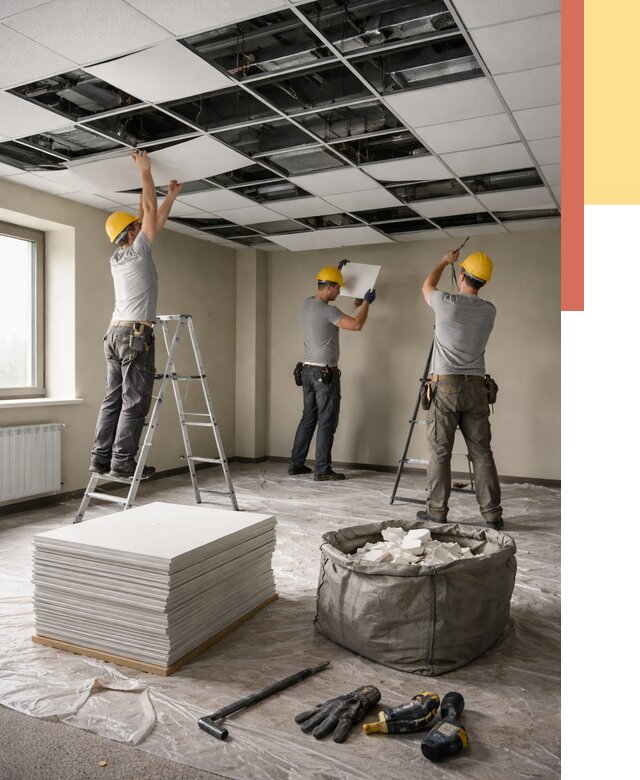 Демонтаж потолка Армстронг в Белорецке от 4562 руб. быстро и недорого | ОТДЕЛОЧНИК-Блр