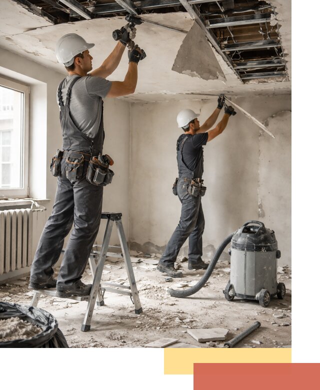 Демонтаж гипсокартонного потолка в Белорецке быстро и аккуратно