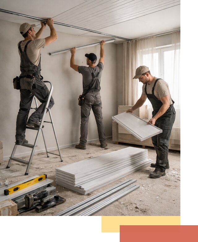 Монтаж потолка из ПВХ панелей в Белорецке оперативно и качественно