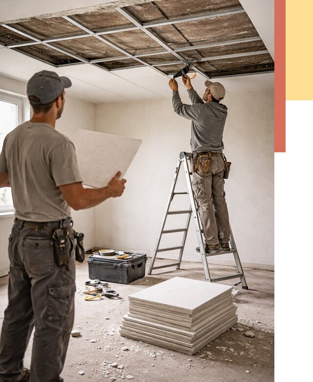 Замена плит подвесного потолка в Белорецке от 1774 руб. быстро и недорого | ОТДЕЛОЧНИК-Блр