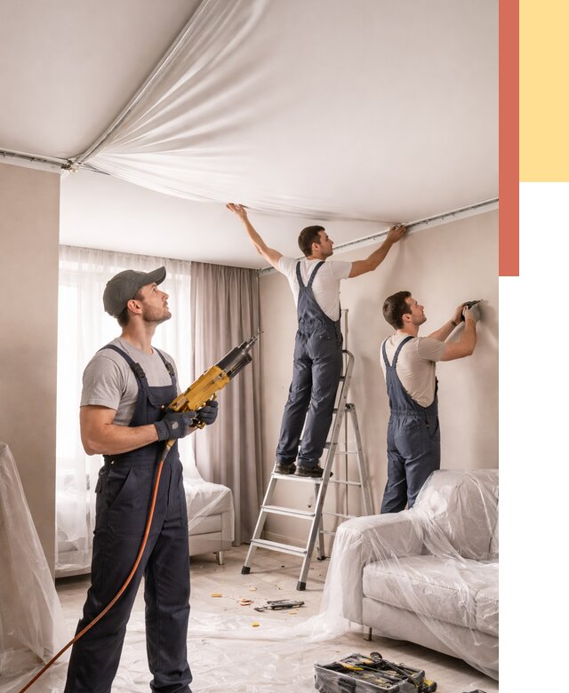 Установка натяжного потолка в Белорецке от 4562 руб. | Быстро и недорого — ОТДЕЛОЧНИК-Блр