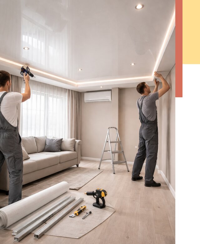 Монтаж глянцевого натяжного потолка в Белорецке от 760 руб. под ключ | ОТДЕЛОЧНИК-Блр