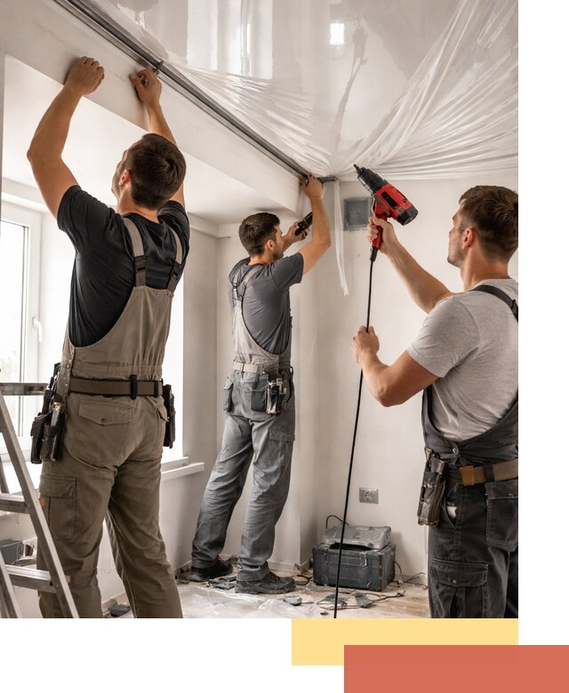 Монтаж глянцевого натяжного потолка в Белорецке быстро и качественно