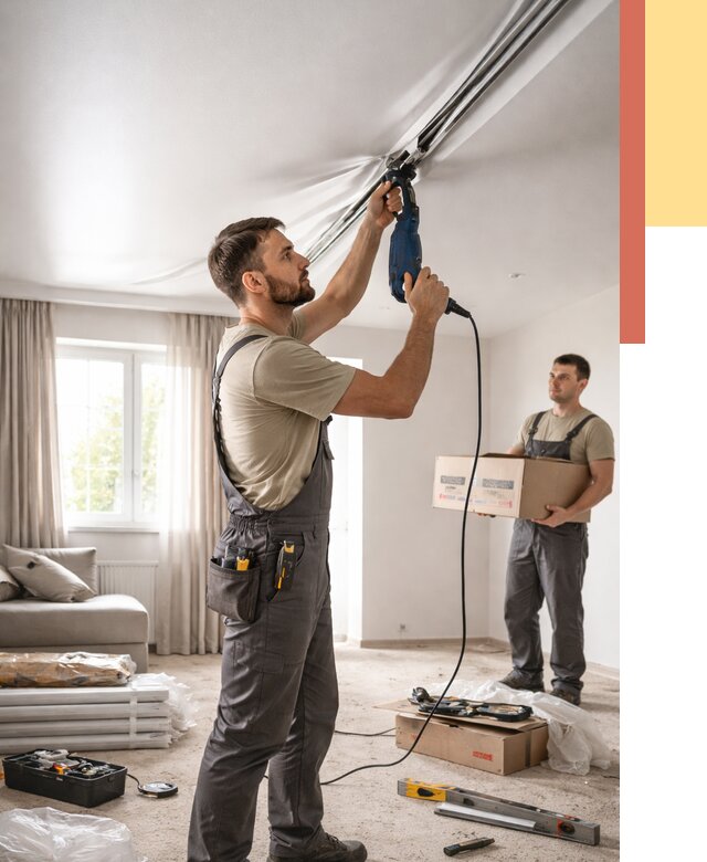 Монтаж сатинового натяжного потолка в Белорецке от 3548 руб. | Быстро, недорого — ОТДЕЛОЧНИК-Блр