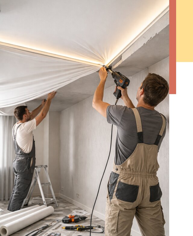 Монтаж натяжного потолка с подсветкой в Белорецке от 963 руб. | ОТДЕЛОЧНИК-Блр