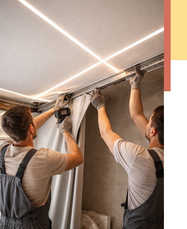 Монтаж натяжного потолка со световыми линиями в Белорецке от 1216 руб. | ОТДЕЛОЧНИК-Блр