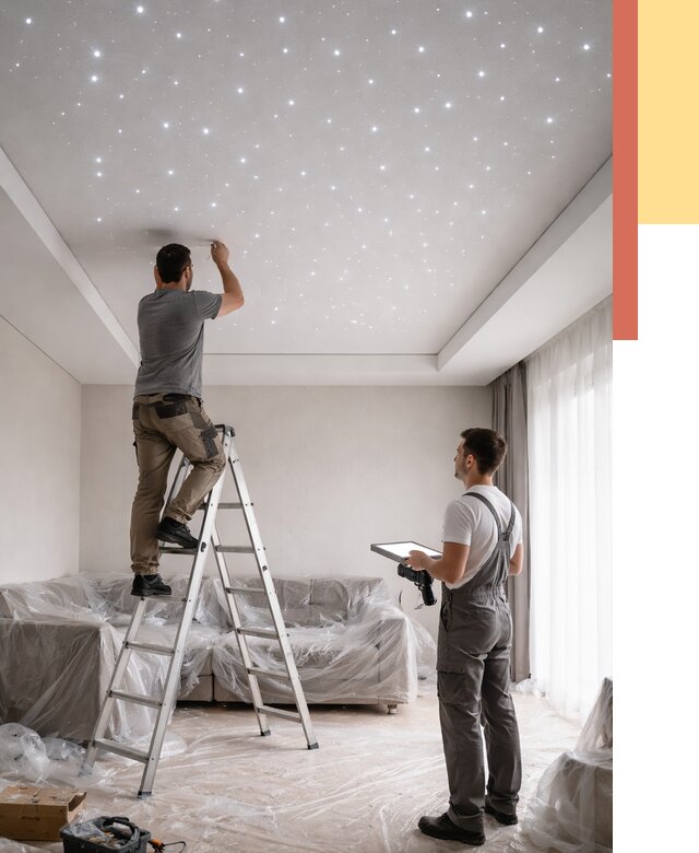 Монтаж натяжного потолка «звездное небо» в Белорецке от 6589 руб. | ОТДЕЛОЧНИК-Блр