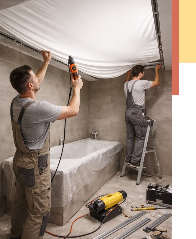 Монтаж натяжного потолка в ванной в Белорецке от 1216 руб. под ключ | ОТДЕЛОЧНИК-Блр