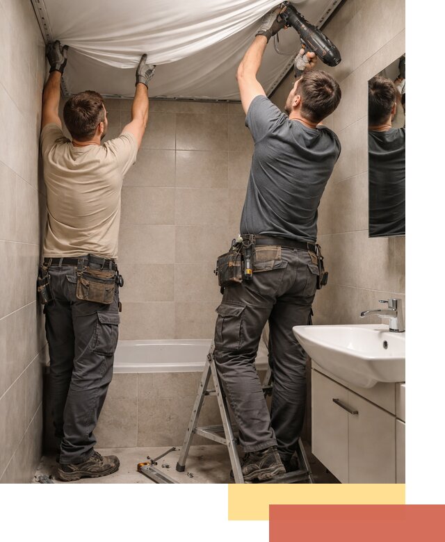 Монтаж натяжного потолка в ванной в Белорецке быстро и качественно