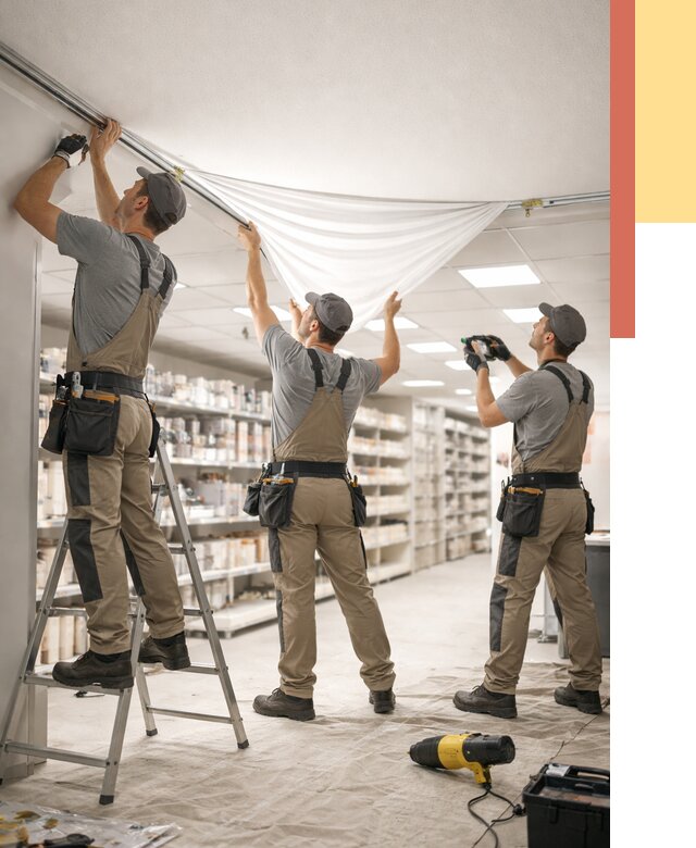 Монтаж натяжного потолка в магазине в Белорецке от 4562 руб. быстро и недорого | ОТДЕЛОЧНИК-Блр